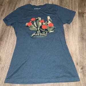 Ariat Navy Tee with Cactus and Red Accents